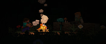 Cozy Camp Night, Cozy, Steve (Herobrine Minecraft), Alex (Minecraft), campfire, Minecraft HD wallpaper