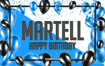 Happy Birtay Martell, Birtay Balloons Background, Martell, with names, Martell Happy Birtay, Blue Balloons Birtay Background, Martell Birtay HD wallpaper