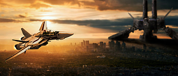 Veritech and sdf1 sunset, ultrawide, sdf1, robotech, ultra wide, macross, sunset, veritech HD wallpaper