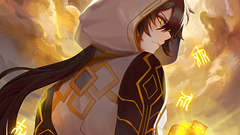 Yellow Eyes Zhongli Rex Lapis Genshin Impact HD wallpaper