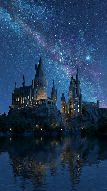 Harry Potter — Hogwarts Castle Under Starlit Magic ( ), movie, Harry Potter, Stars, magic HD phone wallpaper
