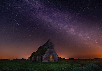 Nature, Great Britain, Night, Structure, Starry Sky, Church, United Kingdom, Fairfield HD wallpaper