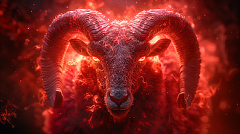 Vibrant Aries Goat in Bold Red, zodiac, Aries (Astrology), red, goat, Animal HD wallpaper