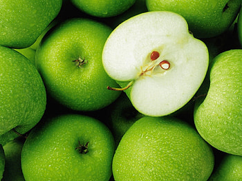 Fruits, Food, Apples, Drops, Leaf, Half HD wallpaper