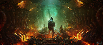 Epic Fantasy Warrior : Guardian of the Fiery Abyss, fantasy, warrior, fantasy warrior HD wallpaper