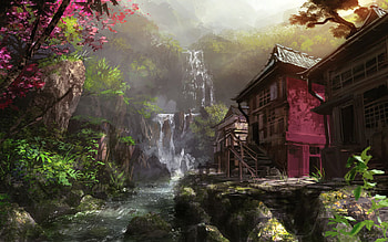 abstract, landscape, cg, water HD wallpaper