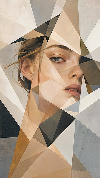 Faceted Muse — , Portrait, Woman, Abstract, Painting HD phone wallpaper