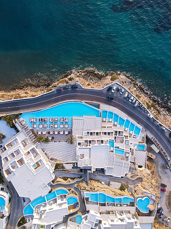 Cities, Sea, City, View From Above, Coast, Road HD phone wallpaper
