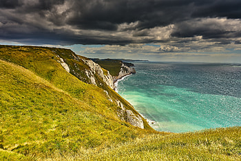 Nature, Grass, Sea, Rocks, Coast, Cliff HD wallpaper