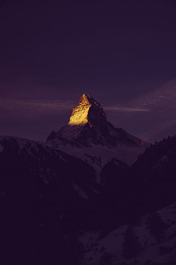 Sunset, Sky, Twilight, Mountain, Vertex, Top, Dark, Dusk HD phone wallpaper
