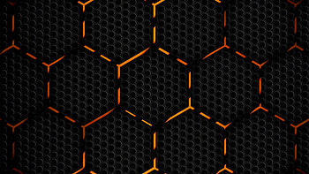 Polygons, orange edges, abstract, texture HD wallpaper