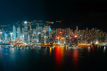 Cities, Building, Lights, View From Above, Coast, Night City HD wallpaper