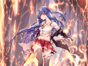 Original, anime girl, blue hair, art HD wallpaper