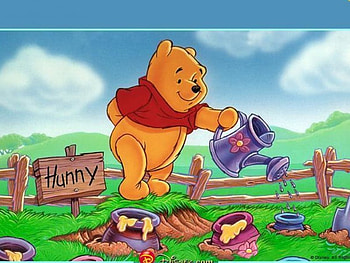 winnie the pooh, watering, garden HD wallpaper