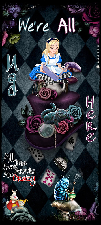 Wonderland, fantasy, black, alice HD phone wallpaper
