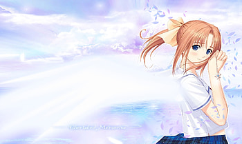 Cherished Memories, Anime Girl, After Sweet Kiss, Kanami Shiomiya, Anime, Flower Petals, Kanami, Seifuku, School Uniform, Shiomiya, Blonde, Blue Eyes, Big Eyes, Clouds HD wallpaper
