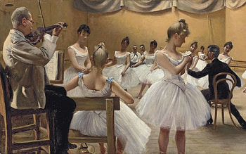 Ballerinas, white, dancer, gustav fischer, painting, art, girl, ballerina HD wallpaper