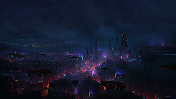Building, Futuristic, Sci Fi, City, Cityscape, Night, Skyscraper, Vehicle HD wallpaper