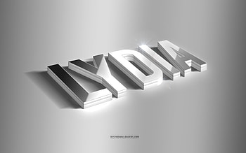 Lydia, silver 3d art, gray background, with names, Lydia name, Lydia greeting card, 3d art, with Lydia name HD wallpaper