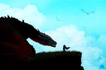 Jon snow and dragon, game of thrones, art HD wallpaper
