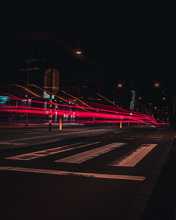 Cities, Night, Road, Long-Term Exposure, Netherlands, Amsterdam HD phone wallpaper