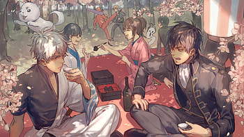 Anime Gintama Gintoki Sakata, Kagura, Kondo Isao, Sadaharu, Character ensemble HD wallpaper