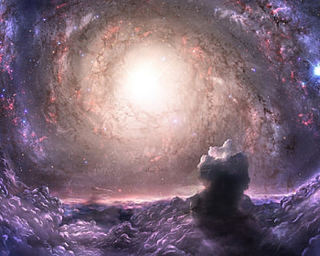 behind a nebula.., shines, stars, galaxy, intense HD wallpaper