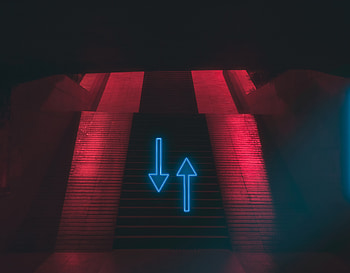 Ladder, arrows, neon blue HD wallpaper