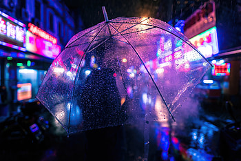 Closeup Umbrella Neon Night graphy , umbrella, neon, graphy HD wallpaper