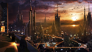 Future City, skyline, town, wonderful, nice, buildings, abstract, amazing, sun, sunset, stunning, city, skyscraper, beautiful, people, pretty, view, sky HD wallpaper