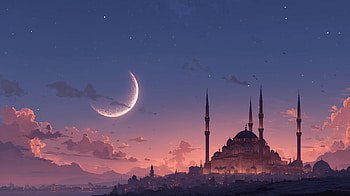 Ramadan Dusk at the Blue Mosque — Istanbul Illustrated, Blue Mosque, Istanbul, Turkey, Ramadan HD wallpaper