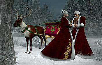Mr & Mrs Claus, reindeer, christmas, santa, wife HD wallpaper