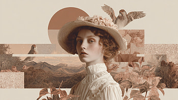 Pastel Muse: Vintage Aesthetic Collage, Aesthetic Collage, aesthetic, pastel, woman, collage HD wallpaper