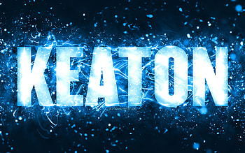 Happy Birtay Keaton, , blue neon lights, Keaton name, creative, Keaton Happy Birtay, Keaton Birtay, popular american male names, with Keaton name, Keaton HD wallpaper