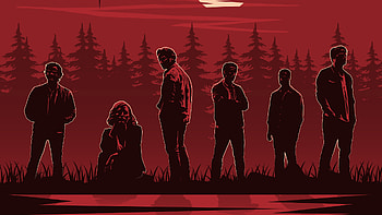 It Chapter Two — Losers' Club | Derry Nightfall | Red Silhouettes, It Chapter Two HD wallpaper