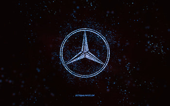 Mercedes-Benz glitter logo, , black background, Mercedes-Benz logo, blue glitter art, Mercedes-Benz, creative art, Mercedes-Benz blue glitter logo, Mercedes logo HD wallpaper