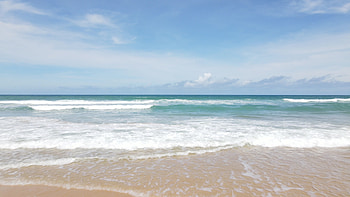 Seascape travels, Aerial view of beach, Foamy waves, Drone perspective HD wallpaper