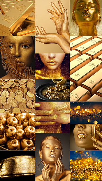 Gold Bar Collage, money, yellow, paint, rich HD phone wallpaper