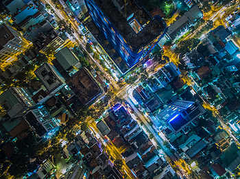 Cities, View From Above, Night City, Vietnam, Viet Nam, Ho Chi Minh City HD wallpaper