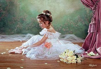 Little ballerina, painting, dancer, art, pictura, girl, ballerina, child, copil HD wallpaper