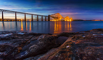 Edinburgh, , Forth Bridge, Bridge, Night, Ocean, Scotland, Bridges HD wallpaper