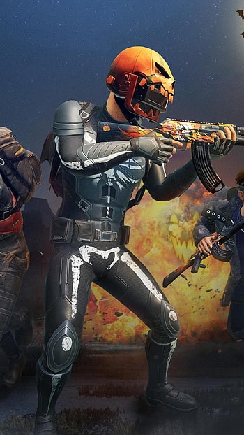 Guy with akm, pampkin, pubg, akm HD phone wallpaper