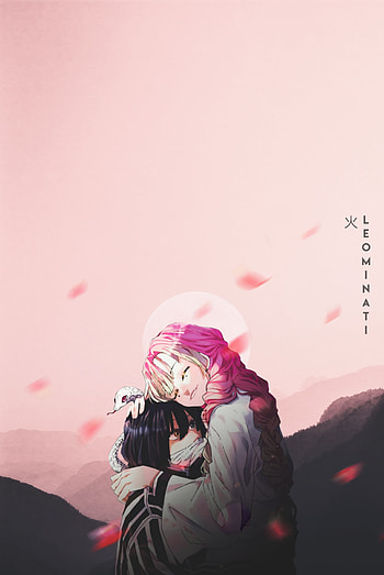Obanai×mitsuri, sky, magenta HD phone wallpaper