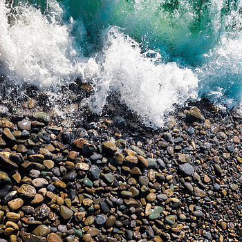 Nature, Pebble, Waves, Coast, Spray, Foam HD phone wallpaper