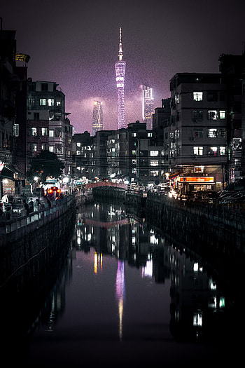 Cities, Architecture, Building, Lights, Reflection, Night City, Channel, Embankment, Quay HD phone wallpaper