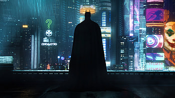 Neon Gotham Batman , batman, gotham, superheroes, neon, cyberpunk, artstation HD wallpaper