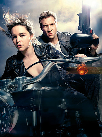 Terminator Genisys, hoot, Emilia Clarke, Jai Courtney HD phone wallpaper