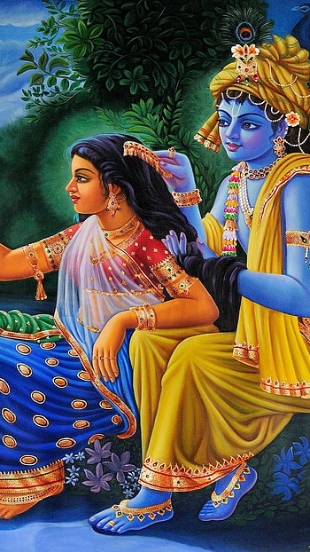 Radha Krishna, nadi kinare HD phone wallpaper