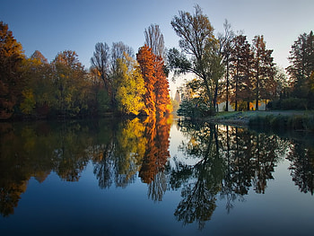 Autumn, trees, nature, lake HD wallpaper