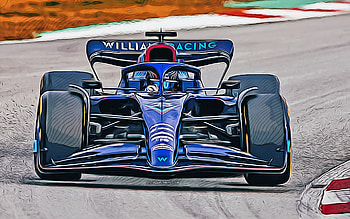 Williams-Mercedes FW44, vector art, Alexander Albon, 2022 F1 cars, Formula 1, Williams-Mercedes FW44 on track, Alexander Albon drawing, Williams Racing, new FW44, F1, Williams Racing 2022, F1 cars HD wallpaper